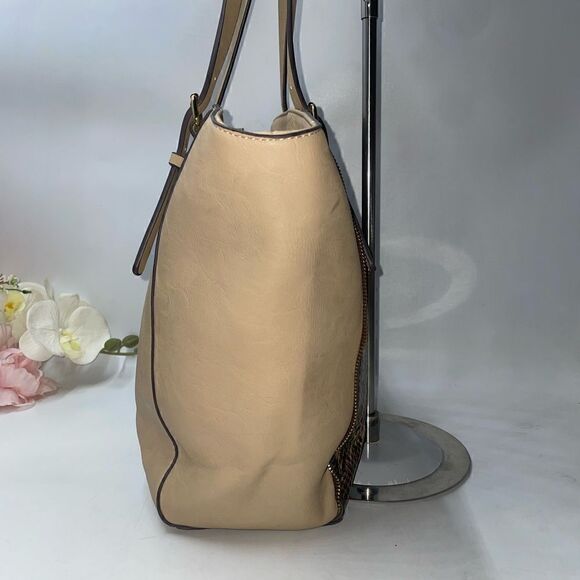 Charming Charlie Snakeskin Print Tote Bag Tan XLarge - Picture 3 of 11